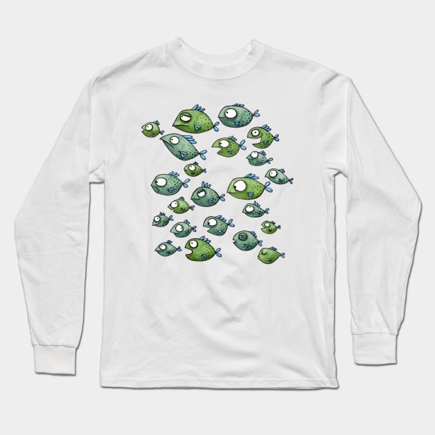 Fish swarm - fish - swarm fish Long Sleeve T-Shirt by JunieMond